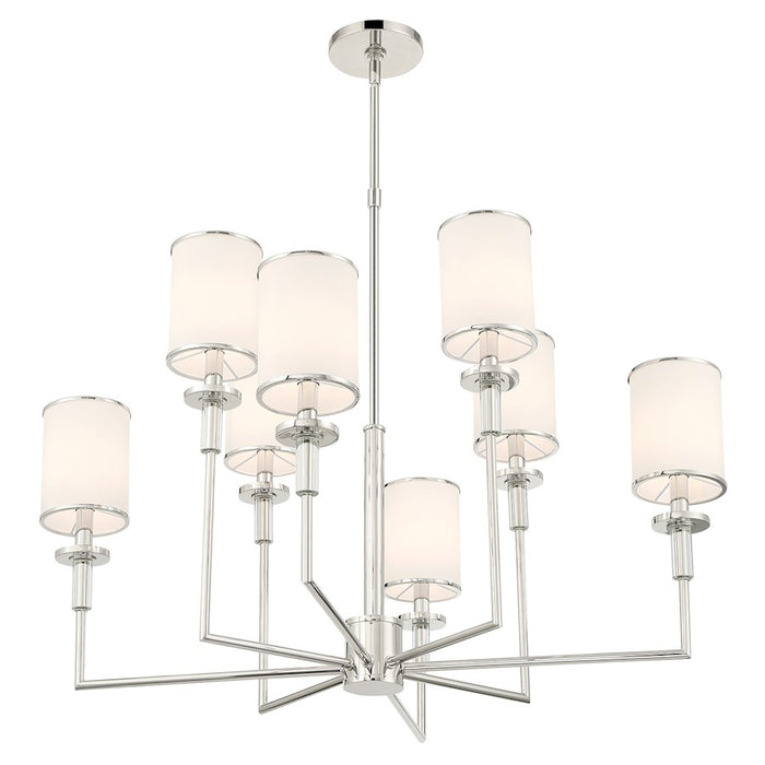 Crystorama Hatfield 8 Light Chandelier, Polished Nickel/White