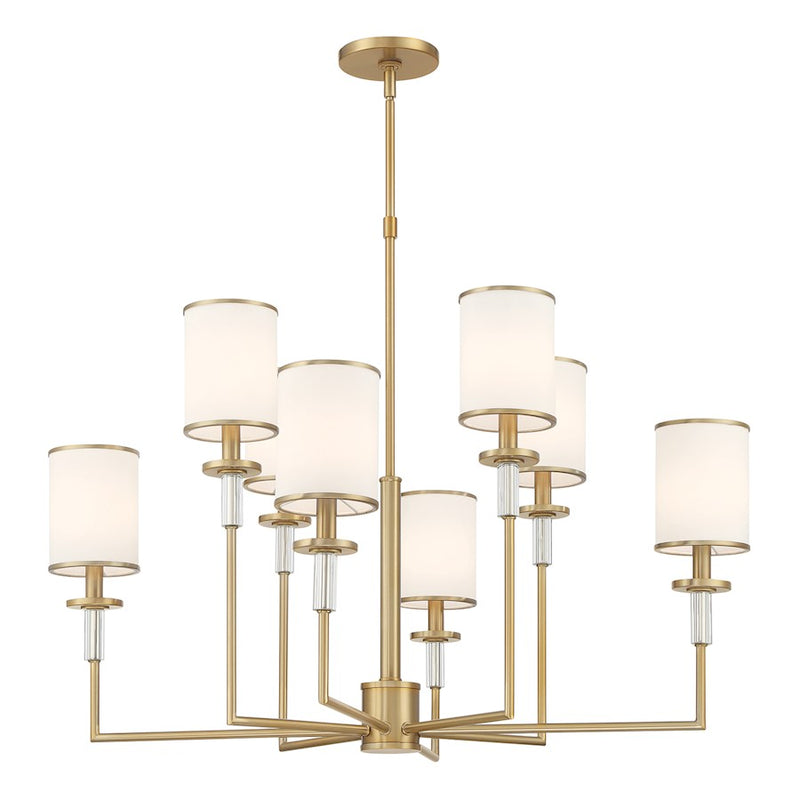 Crystorama Hatfield 8 Light Chandelier, Vibrant Gold/White