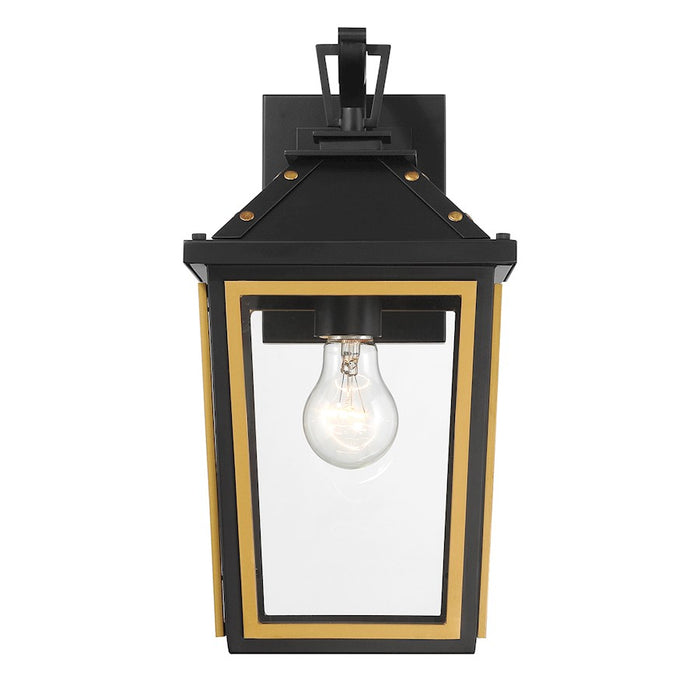 Crystorama Hawkins 1 Light Outdoor Sconce, Black/Textured Gold