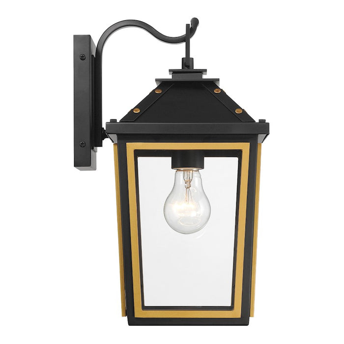 Crystorama Hawkins 1 Light Outdoor Sconce, Black/Textured Gold