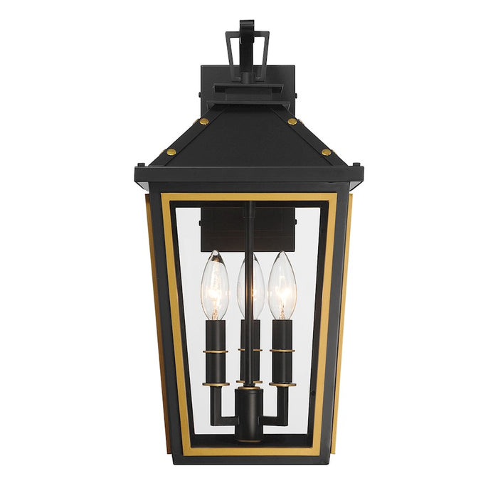 Crystorama Hawkins 3 Light Outdoor Sconce, Black/Textured Gold