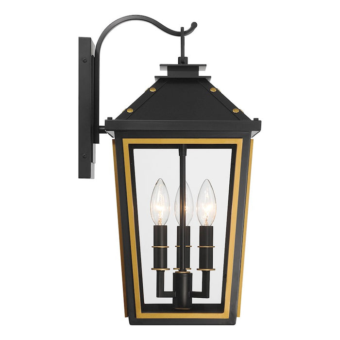 Crystorama Hawkins 3 Light Outdoor Sconce, Black/Textured Gold