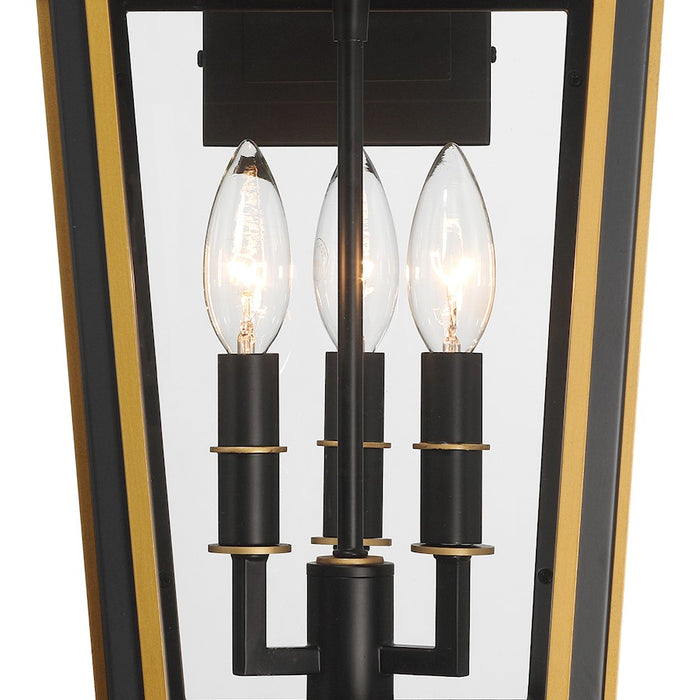 Crystorama Hawkins 3 Light Outdoor Sconce, Black/Textured Gold