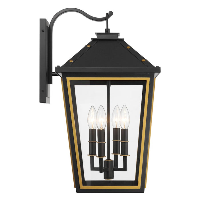 Crystorama Hawkins 4Lt 12" Outdoor Sconce, Black/Textured Gold
