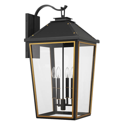Crystorama Hawkins 4Lt 15" Outdoor Sconce, Black/Textured Gold