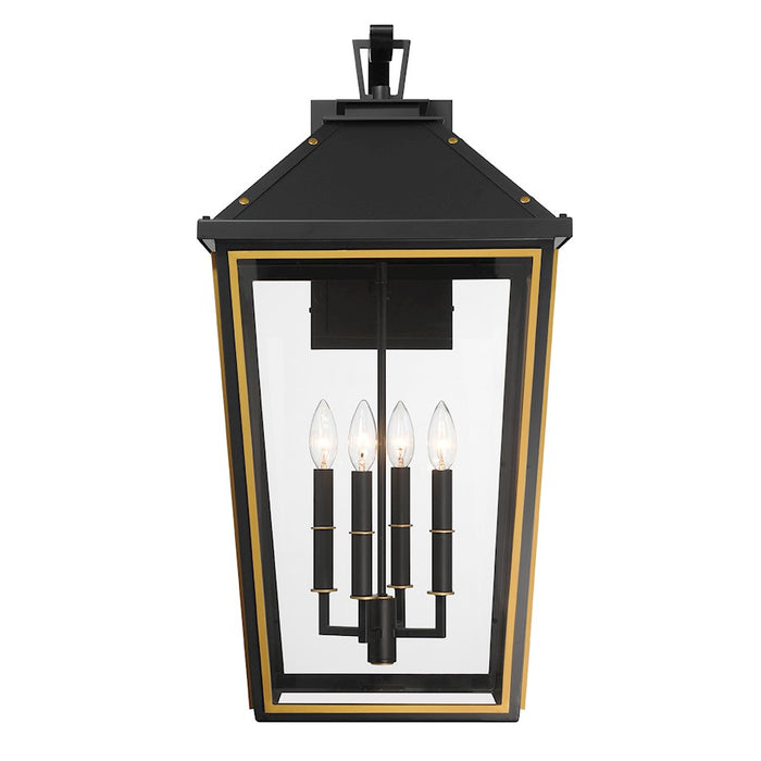 Crystorama Hawkins 4Lt 15" Outdoor Sconce, Black/Textured Gold