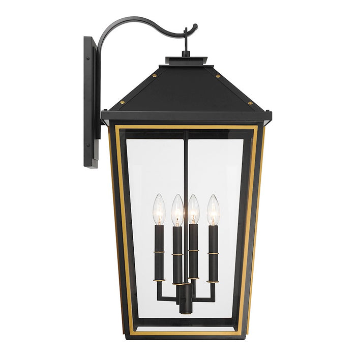 Crystorama Hawkins 4Lt 15" Outdoor Sconce, Black/Textured Gold