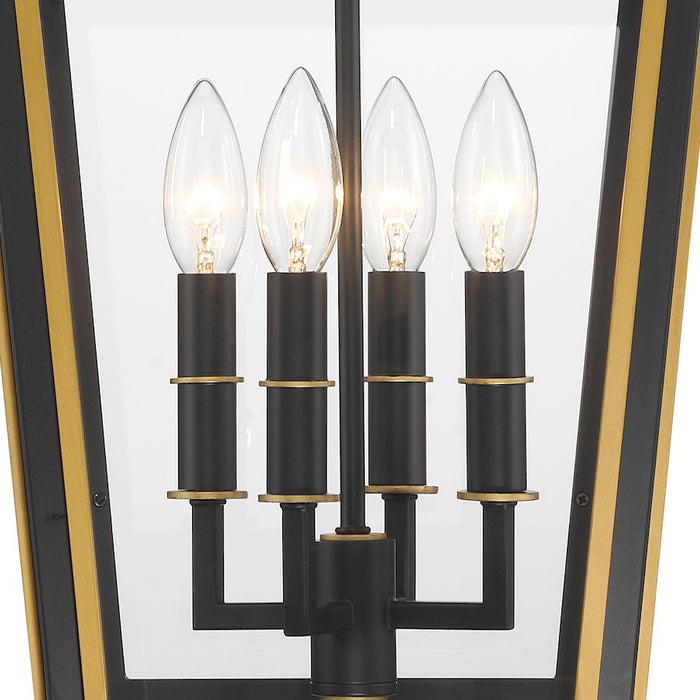 Crystorama Hawkins 4 Light Outdoor Pendant, Black/Textured Gold