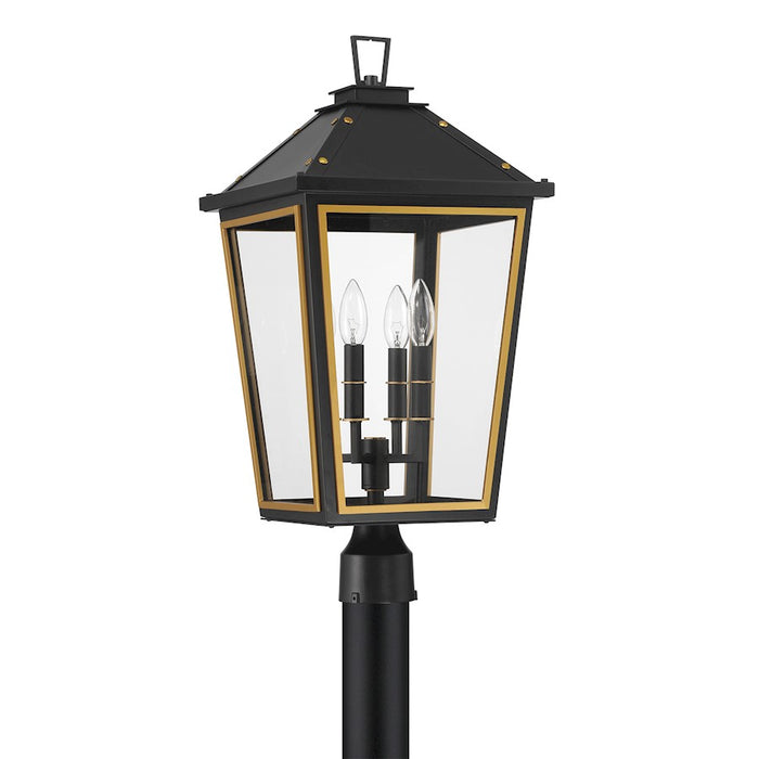 Crystorama Hawkins 4 Light Outdoor Post, Black/Textured Gold
