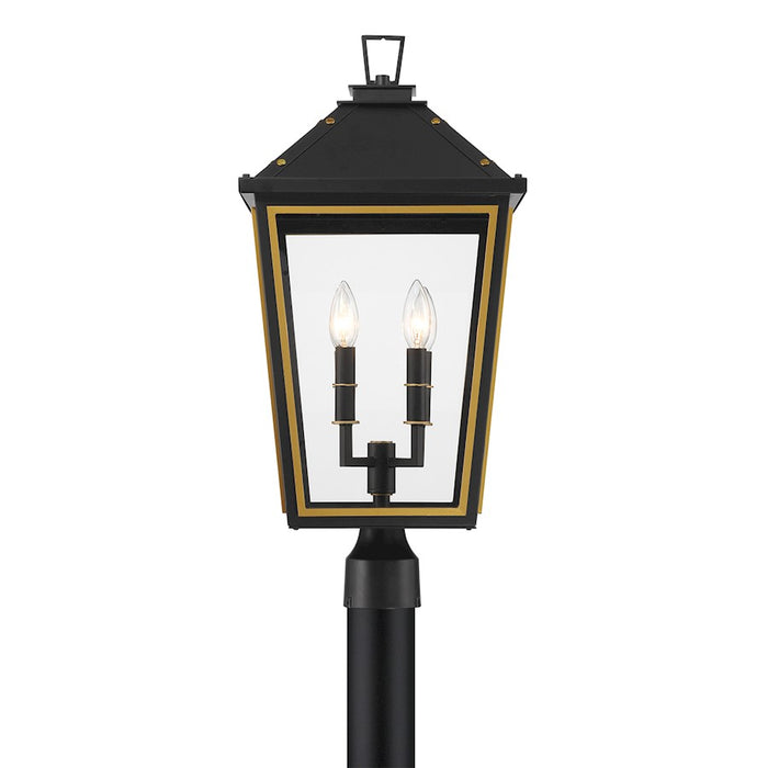 Crystorama Hawkins 4 Light Outdoor Post, Black/Textured Gold