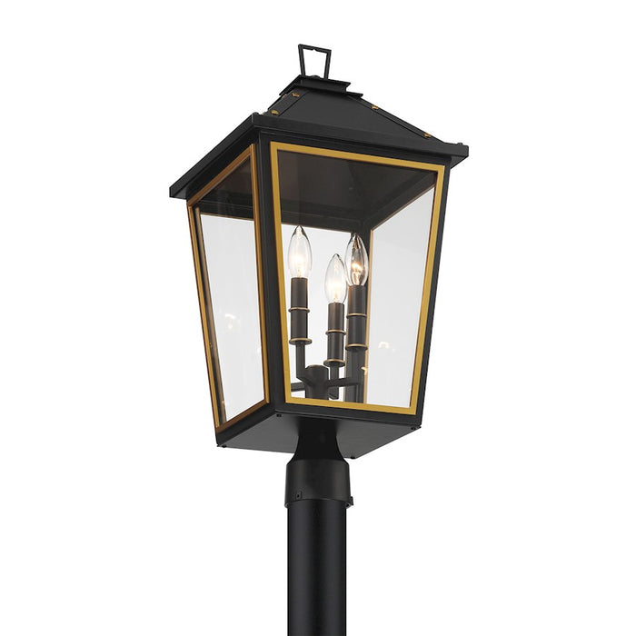 Crystorama Hawkins 4 Light Outdoor Post, Black/Textured Gold