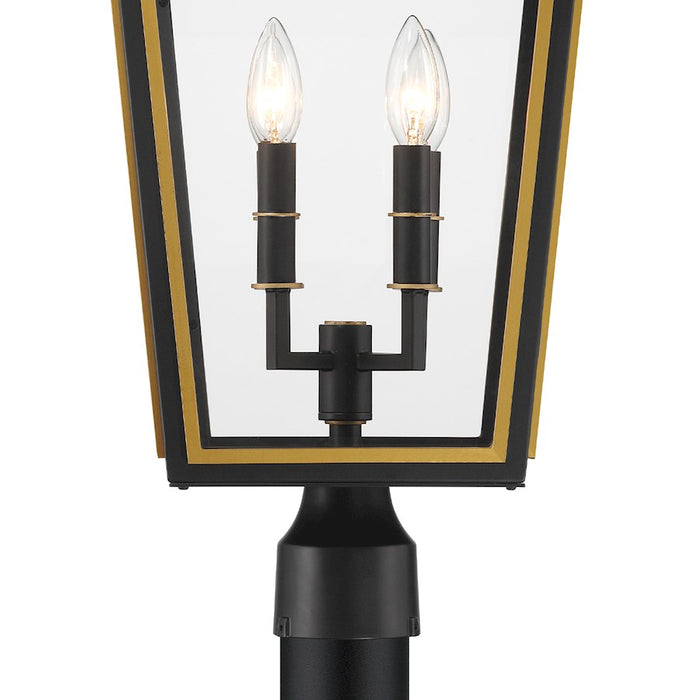 Crystorama Hawkins 4 Light Outdoor Post, Black/Textured Gold