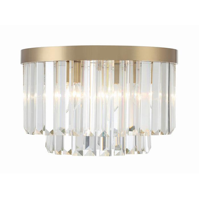 Crystorama Hayes 4 Light Flush Mount, Aged Brass