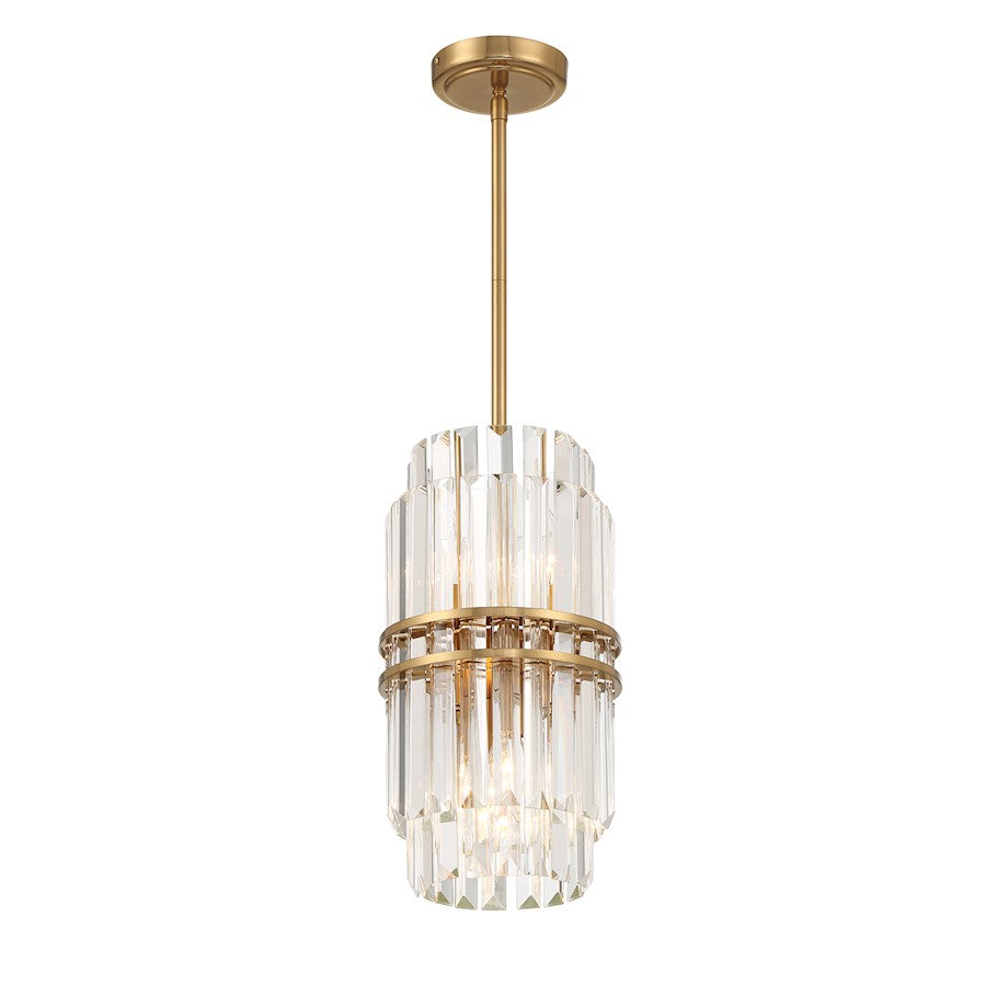 Crystorama Hayes 4 Light Mini Pendant, Aged Brass - HAY-1401-AG