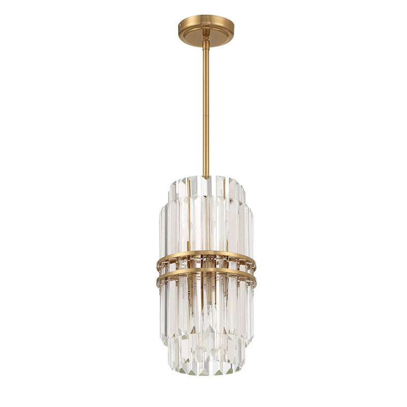 Crystorama Hayes 4 Light Mini Pendant, Aged Brass