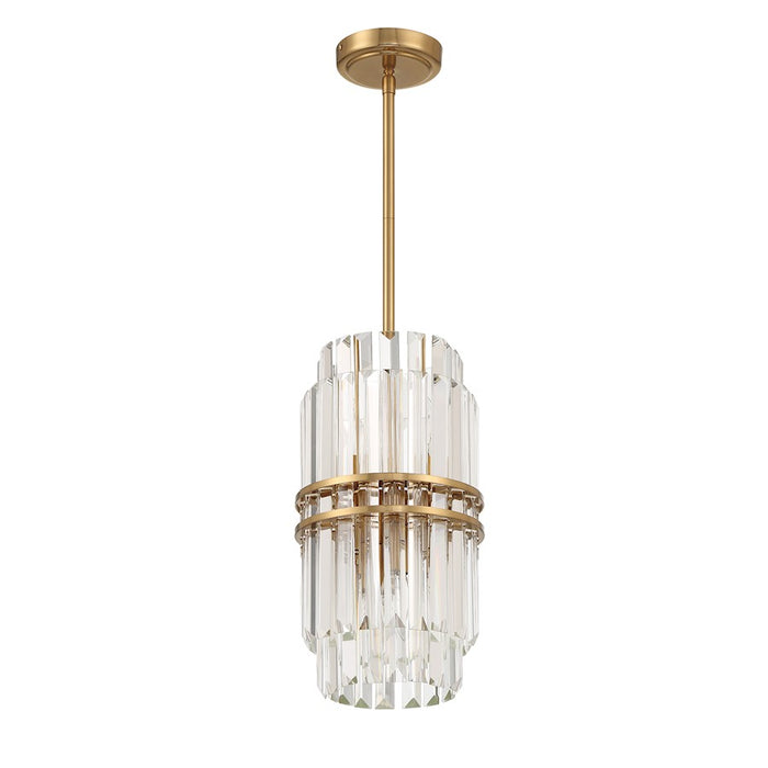 Crystorama Hayes 4 Light Mini Pendant, Aged Brass