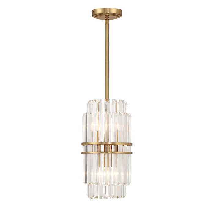 Crystorama Hayes 4 Light Mini Pendant, Aged Brass