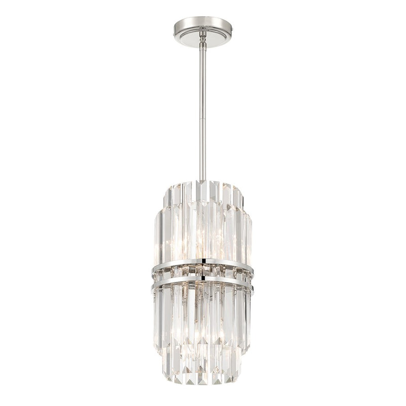 Crystorama Hayes 4 Light Mini Pendant, Polished Nickel