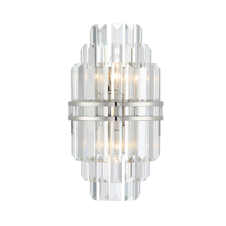 Crystorama Hayes 2 Light Wall Mount, Polished Nickel