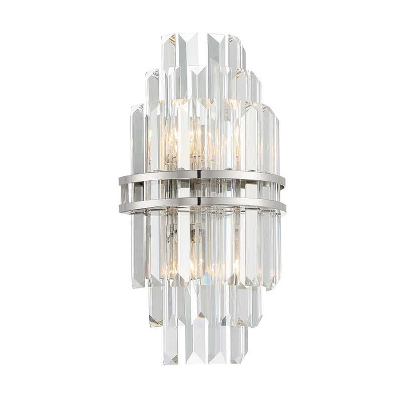 Crystorama Hayes 2 Light Wall Mount, Polished Nickel