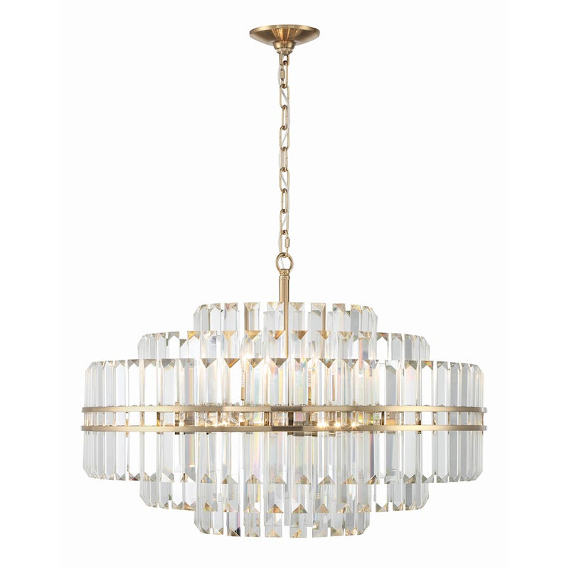 Crystorama Hayes 16 Light 21" Chandelier, Brass/Faceted Crystal