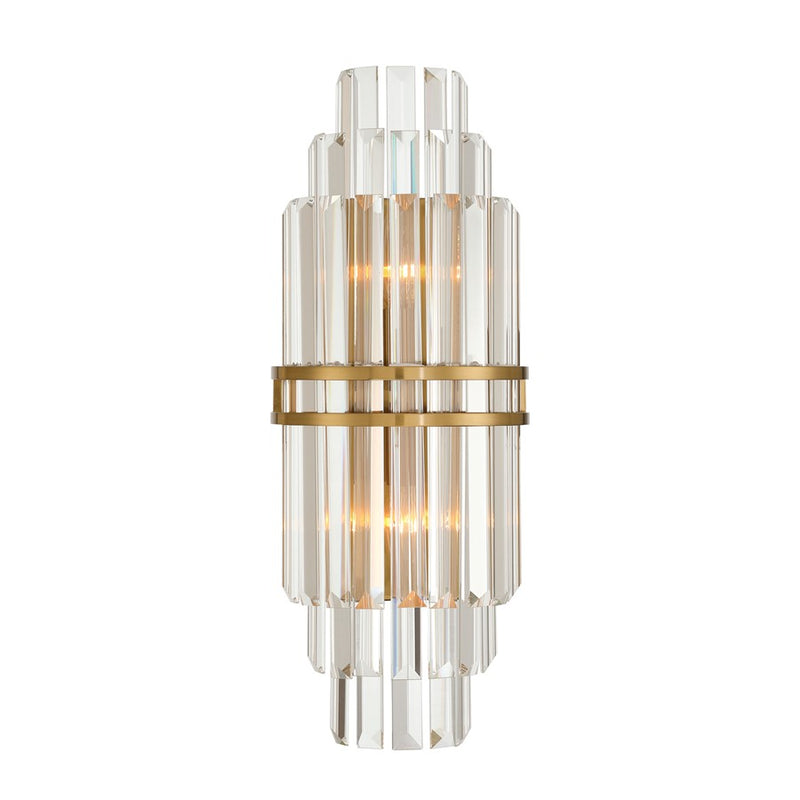 Crystorama Hayes 2 Light 7.5" Sconce, Aged Brass/Clear