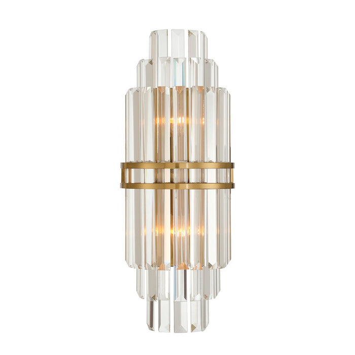 Crystorama Hayes 2 Light 7.5" Sconce, Aged Brass/Clear - HAY-1411-AG