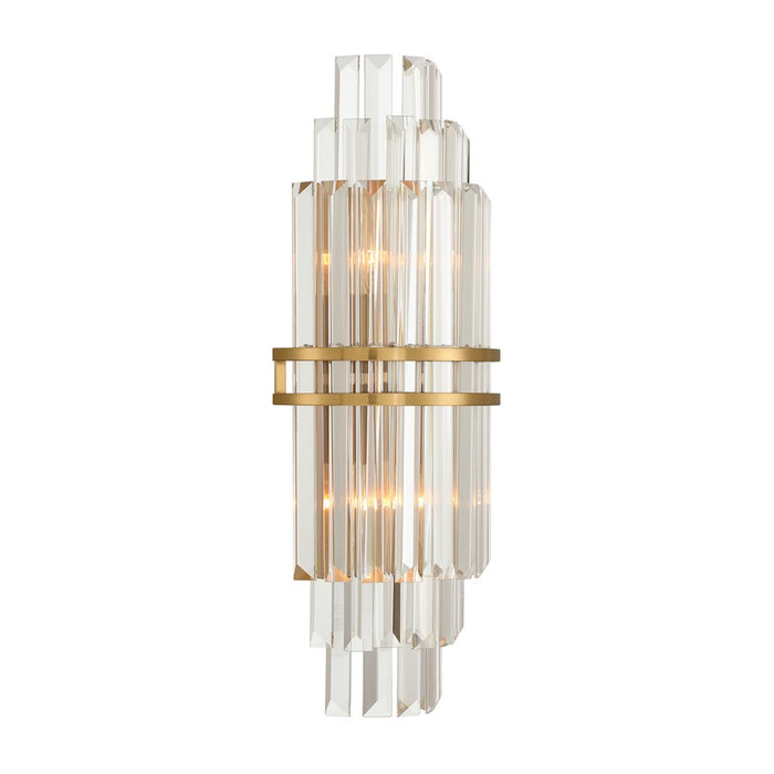 Crystorama Hayes 2 Light 7.5" Sconce, Aged Brass/Clear