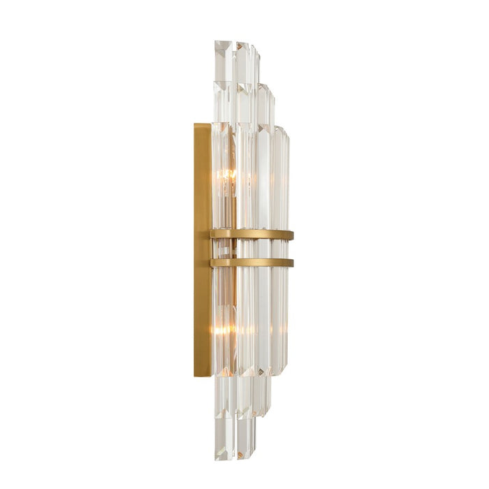 Crystorama Hayes 2 Light 7.5" Sconce, Aged Brass/Clear