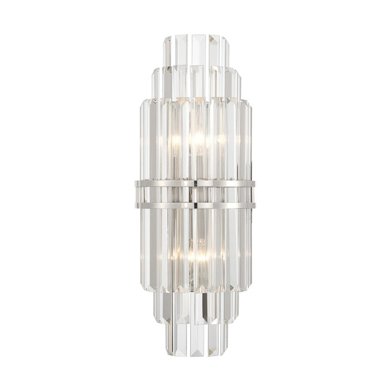 Crystorama Hayes 2 Light 7.5" Sconce, Polished Nickel/Clear