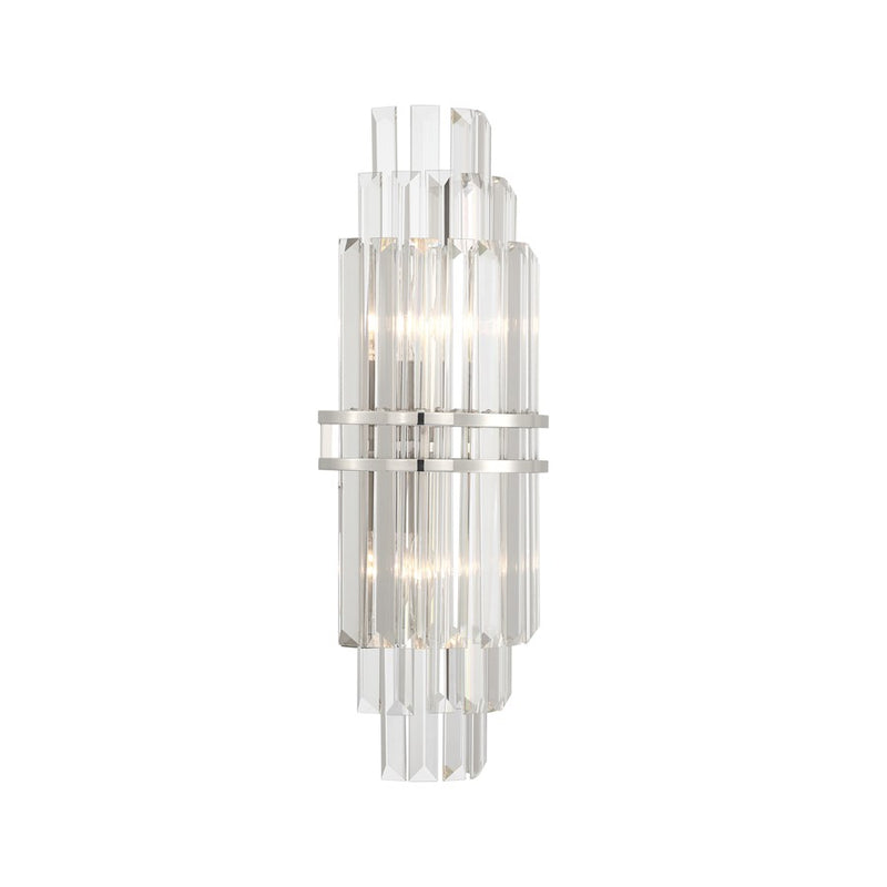 Crystorama Hayes 2 Light 7.5" Sconce, Polished Nickel/Clear