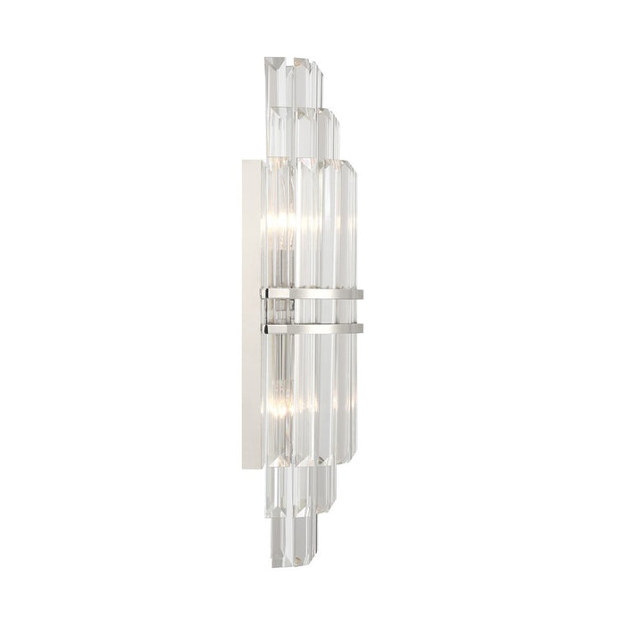 Crystorama Hayes 2 Light 7.5" Sconce, Polished Nickel/Clear