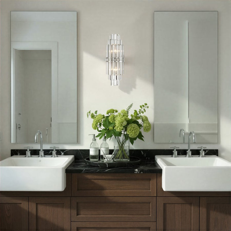 Crystorama Hayes 2 Light 7.5" Sconce, Polished Nickel/Clear