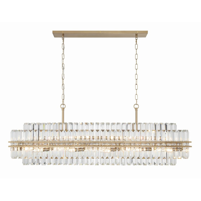 Crystorama Hayes 31 Light Chandelier, Aged Brass