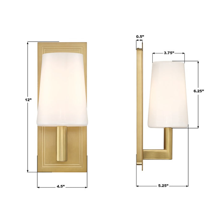Crystorama Hogan 1 Light 4.5" Sconce, Aged Brass