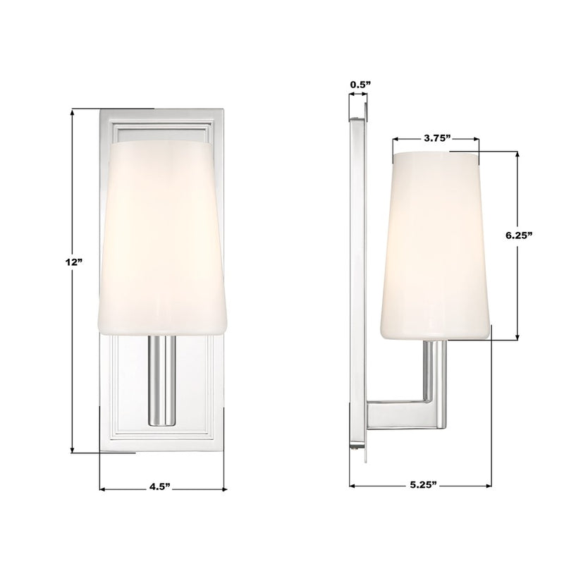 Crystorama Hogan 1 Light 4.5" Sconce, Polished Chrome