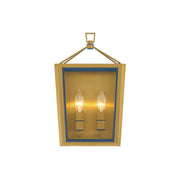 Crystorama Herrick 7.75in 2-Light Wall Sconce | Contemporary Luxe Gold and Navy Steel with Clear Glass | Bathroom & Hallway Accent Light | Model HRK-2501-LG-NY