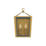 Crystorama Herrick 7.75in 2-Light Wall Sconce | Contemporary Luxe Gold and Navy Steel with Clear Glass | Bathroom & Hallway Accent Light | Model HRK-2501-LG-NY