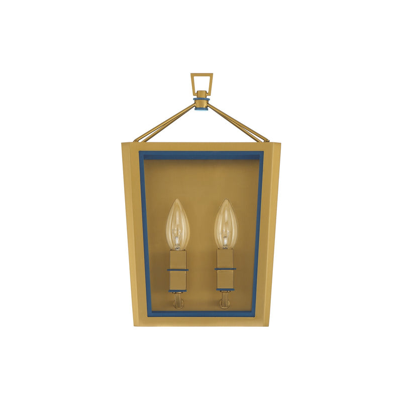 Crystorama Herrick 7.75in 2-Light Wall Sconce | Contemporary Luxe Gold and Navy Steel with Clear Glass | Bathroom & Hallway Accent Light | Model HRK-2501-LG-NY