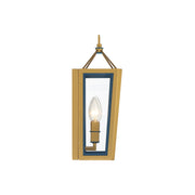 Crystorama Herrick 7.75in 2-Light Wall Sconce | Contemporary Luxe Gold and Navy Steel with Clear Glass | Bathroom & Hallway Accent Light | Model HRK-2501-LG-NY