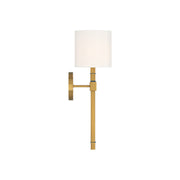 Crystorama Herrick 6.25in 1-Light Wall Sconce | Contemporary Luxe Gold and Navy Steel with White Fabric Shade | Bedroom & Hallway Accent | Model HRK-2511-LG-NY