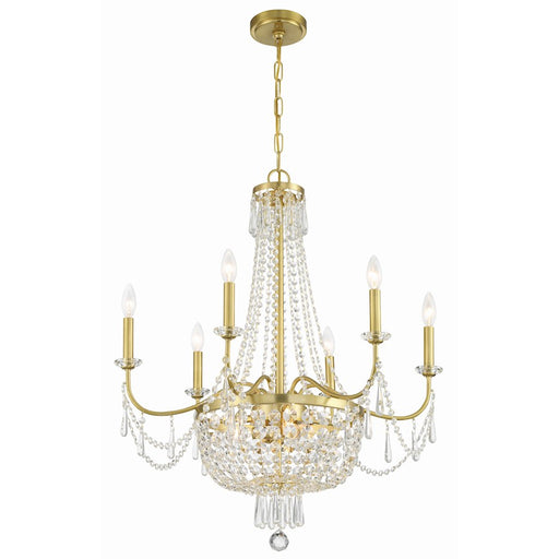 Crystorama Haywood 9 Light Chandelier, Aged Brass