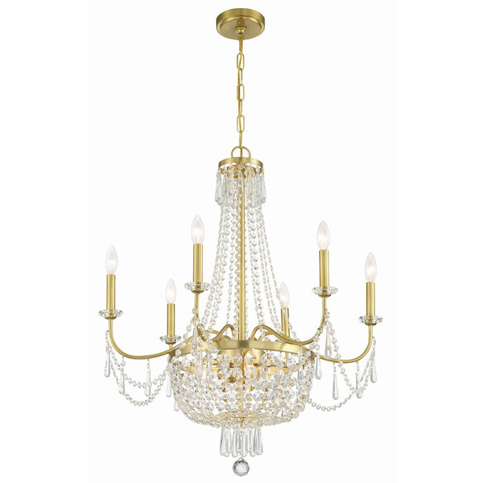 Crystorama Haywood 9 Light Chandelier, Aged Brass