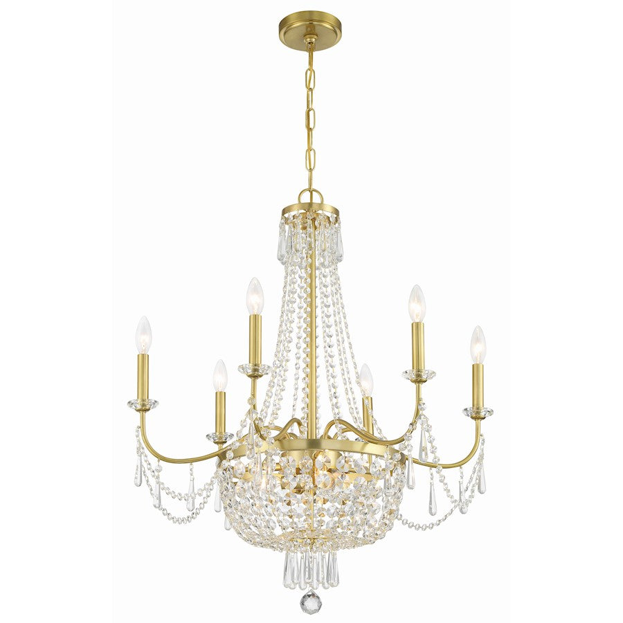 Crystorama Haywood 9 Light Chandelier, Aged Brass