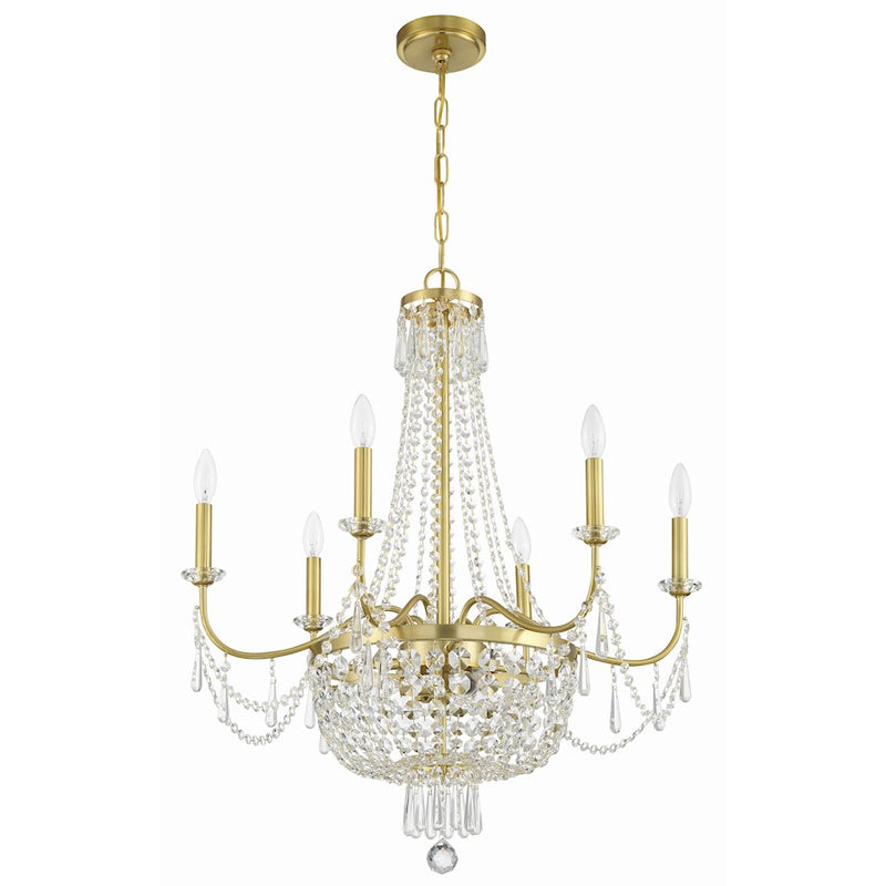 Crystorama Haywood 9 Light Chandelier, Aged Brass