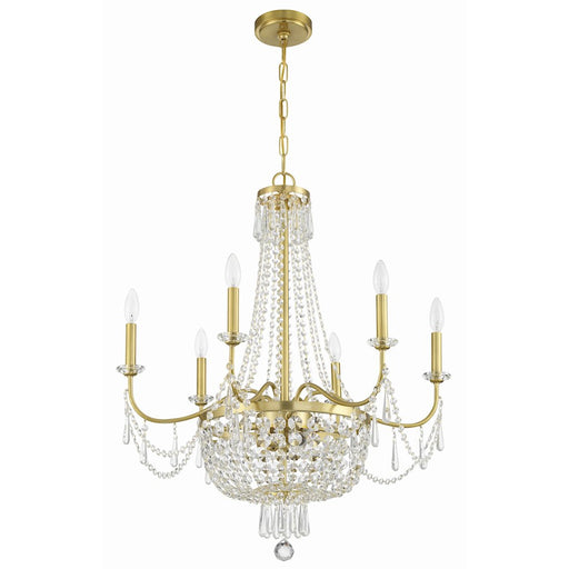 Crystorama Haywood 9 Light Chandelier, Aged Brass