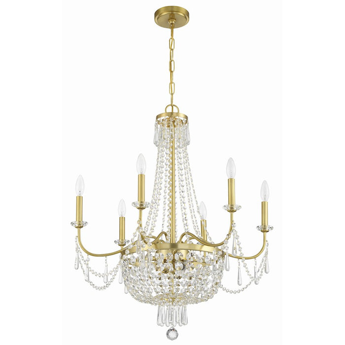 Crystorama Haywood 9 Light Chandelier, Aged Brass