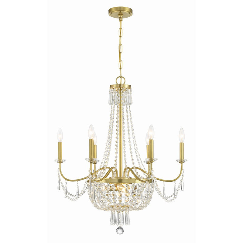 Crystorama Haywood 9 Light Chandelier, Aged Brass