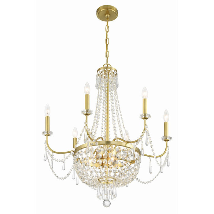 Crystorama Haywood 9 Light Chandelier, Aged Brass