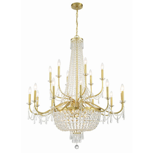 Crystorama Haywood 22 Light Chandelier, Aged Brass